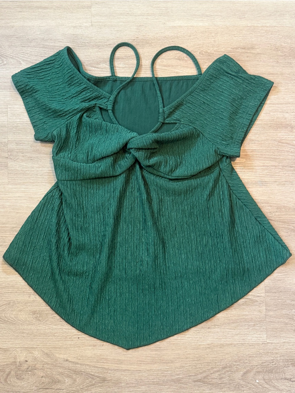 & Other Stories Green Twist-Front Cold Shoulder Top